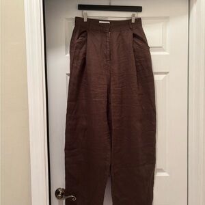 High-Rise Wide Leg Women's Pants - Brown